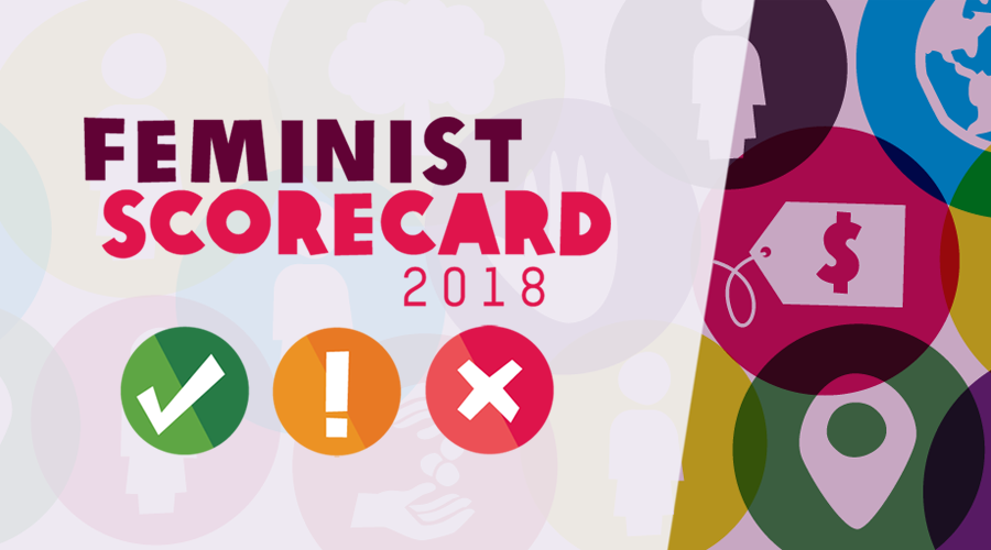 A colourful graphic for the feminist scorecard.