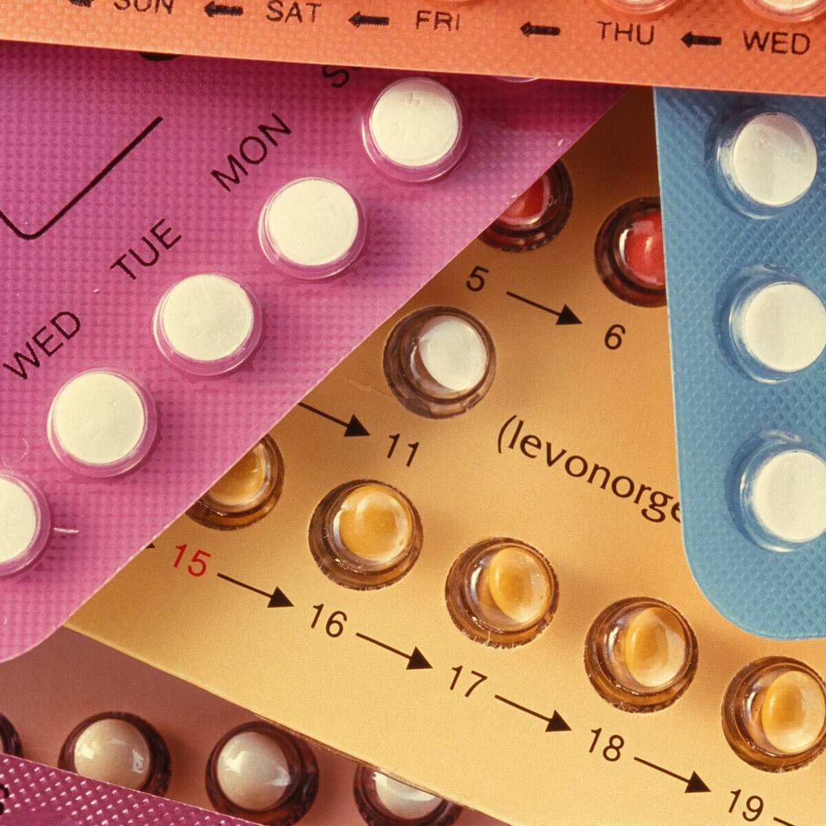 A close up of contraceptive pills