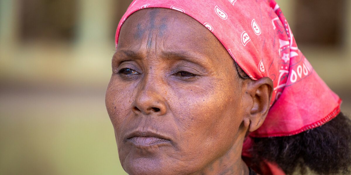 50 year old Hareyat Gebrelibanos from Tigray is among those displaced by conflict and climate.